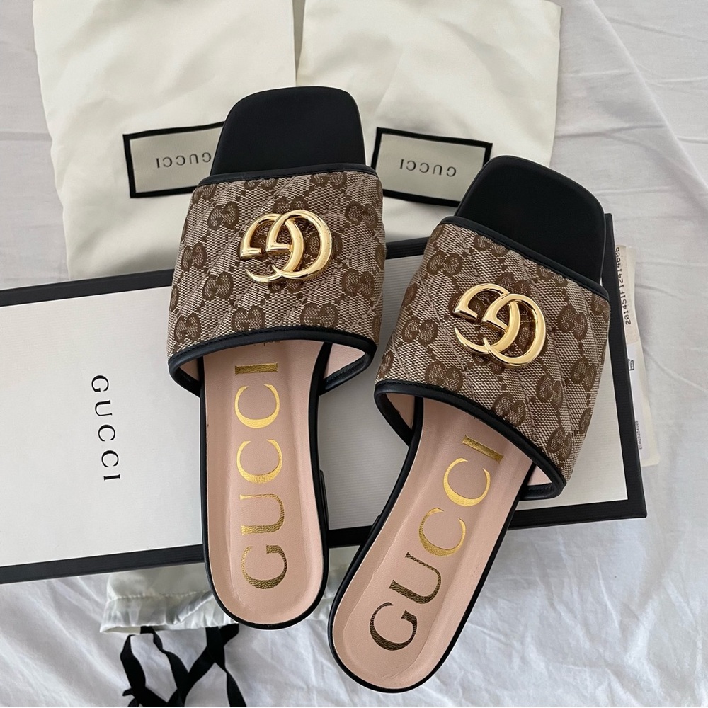Gucci GG matelassé canvas slide sandal